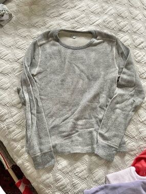 Wallace Barnes j.crew Light Gray Waffle Knit Long Sleeve shirt